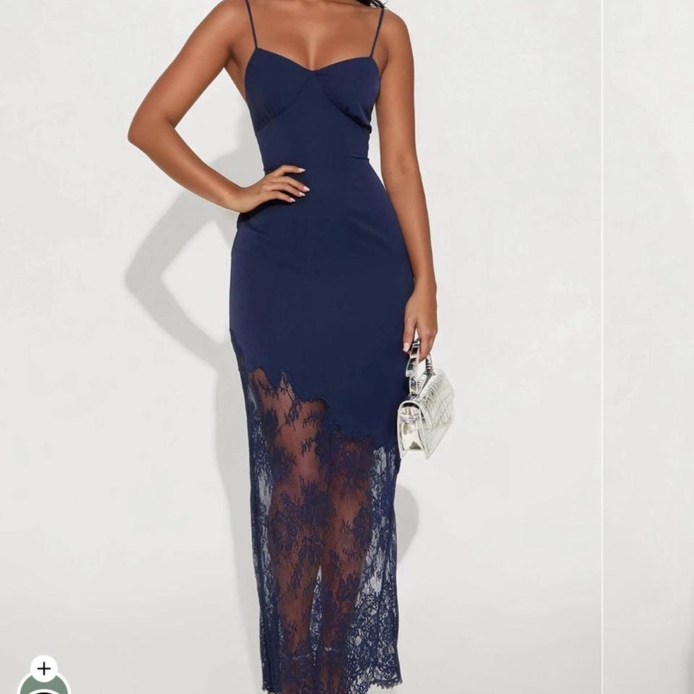 Fashion Nova Navy Lace Maxi Dress